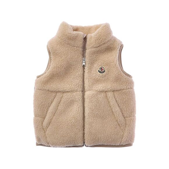 Moncler GirlsTeddy Fleece Down Vest Beige